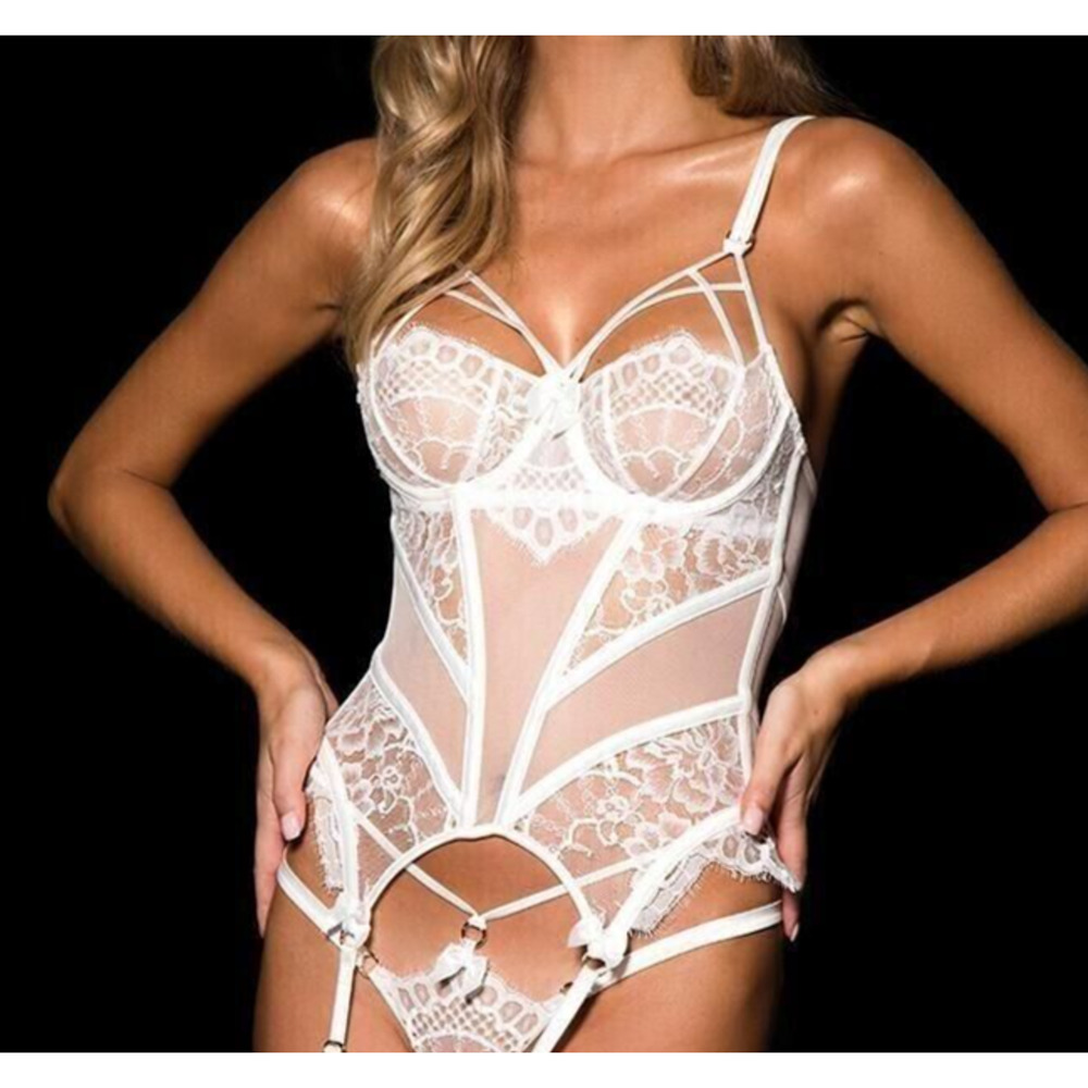 RARE🔥 Honey Birdette JESSICA🤍 White Ivory Corset Bustier 32B